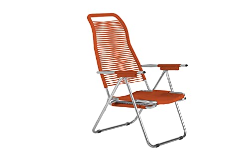 fiam Spaghetti Liegestuhl Art. 084 OR Aluminium verchromtem Rahmen Sitz und Rücken Orange Farbe