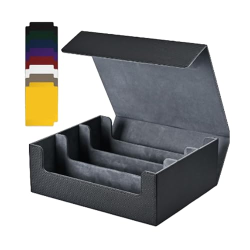 supgowea Kartenaufbewahrungsbox für Sammelkarten, 1800+ PU-KartendeckhüLle, Kartenbox mit Magnetverschluss für Magnetische Spielkarten, Schwarz