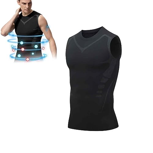 2023 Neue Version EXPECTSKY Ionic Shaping Vest,Komfortables und atmungsaktives Eis-Seiden-Gewebe,Für Männer zum Aufbau einer perfekten Figur (Schwarz,S)