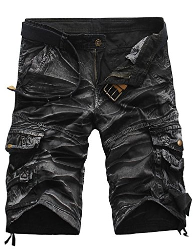 Legou Herren Shorts Bermudas Shorts ohne Gürtel 8 Farbe 4 Größe Sommer Kurze Hose Camouflage Schwarz+Weiß XXL