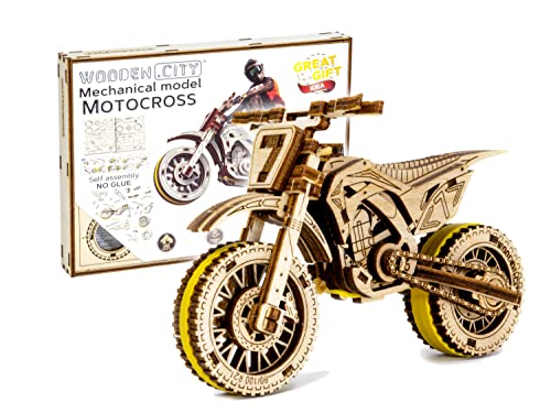 Wooden.City Holz-Modell-Set zum Bauen – Motocross – Mechanik – Geburtstag für Jugendliche und Erwachsene – 3D-Puzzle – Laserschnitt