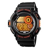 FeiWen Damen Digitale Sport Outdoor Militär Uhren Analog Quarz LED Doppelte Zeit Plastik Uhren mit Kautschuk Band 50M Wasserdicht Multifunktional Armbanduhren