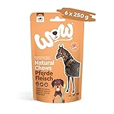 WOW Kausnacks I 100% Pferdefleisch getrocknet I Single-Protein Kauartikel für Hunde I Nahrungsergänzung I Zahnpflege (6X 250g)