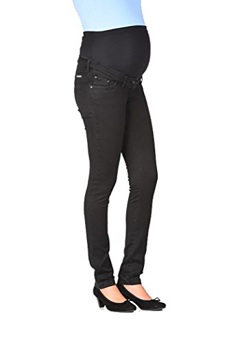 Christoff Schwangerschaftsjeans Umstandshose Straight Leg Five-Pocket-Jeans - tiefer Bund - elastisches weiches Bauchband - 136/71/9 - schwarz - Gr.42