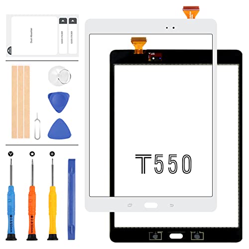 Touchscreen-Digitizer für Samsung Galaxy Tab A 9,7 Zoll SM-T550 SM-T551 SM-T555 T550 T551 T555 Sensor Touchscreen Glas Linse Ersatz Kit (LCD nicht enthalten) mit Werkzeug (weiß)