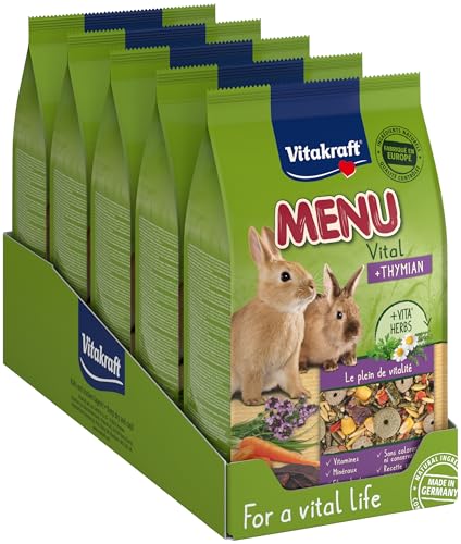 Vitakraft Menu – Komplettfutter für Zwergkaninchen, 5 x 800 g