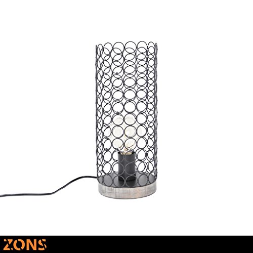 ZONS Tischleuchte aus Metall 14,5 x 35 cm hoch 4 Farben Sortiert + Edison Glühbirne schwarz