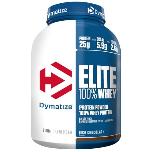 Dymatize Elite 100% Whey Rich Chocolate 2170g - High Protein Low Sugar Pulver + Whey Protein und BCAAs