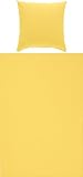 Erwin Müller Bettwäsche-Set Seersucker Uni Serie Rosenheim, Bettbezug, Kissenbezug - pflegeleicht, bügelfrei, mit Reißverschluss - gelb Größe 155x220 cm (80x80 cm)