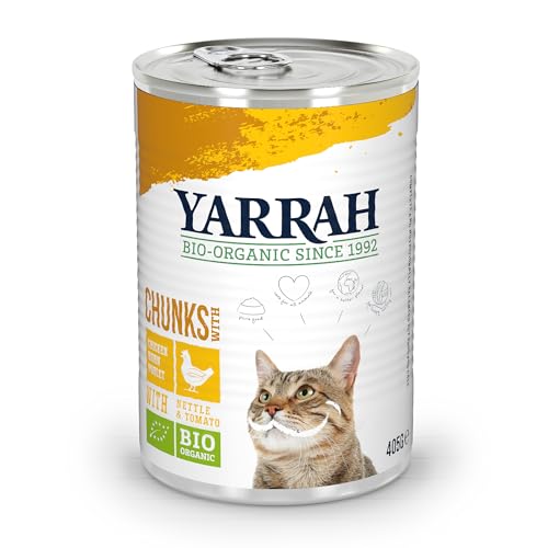 Yarrah Bio Katzenfutter Bröckchen Huhn 405g, 12er Pack (12 x 405 g)
