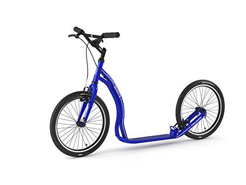 Yedoo Dragstr Tretroller - bis 150 kg, Kickscooter mit Luftreifen 20/20 - Big Wheel Roller Scooter für Erwachsene aus Aluminiumlegierung mit verstellbaren Lenker, Dogscooter, Gewicht 7,4 kg (Blue)