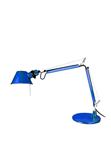 Artemide Tolomeo Micro Tischlampe mit Fuss, Länge 45 Höhe 37 max 73 cm, blau