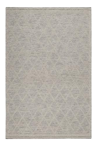 Wecon Home Esprit Handgewebter Teppich – Aus Schurwolle im Scandi-Style für Eleganz und Gemütlichkeit - Amy (140 x 200 cm, hellgrau)
