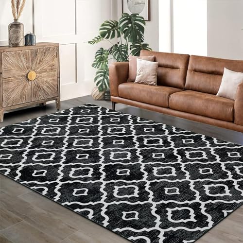FairOnly Waschbarer Teppich, 20,3 x 25,4 cm, geometrischer Teppich, rutschfest, schmutzabweisend, marokkanischer Teppich, moderner Teppich für Wohnzimmer, Schlafzimmer, Heimbüro, 20,3 x 25,4 cm
