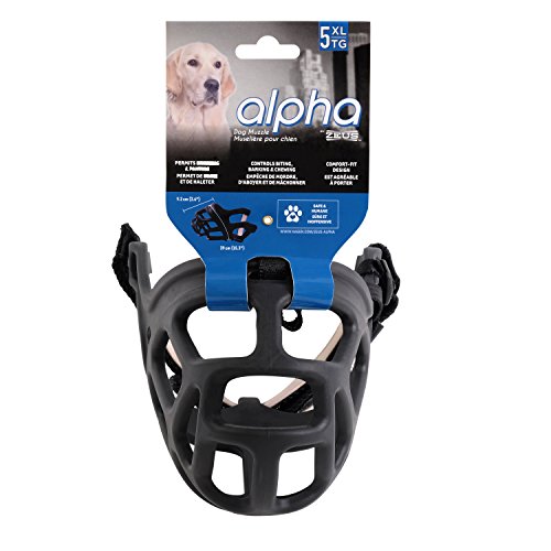 Zeus Alpha TPR Maulkorb für Hunde, Comfort Fit Design, verhindert Beißen, Bellen und Kauen, Schwarz, X Large, schwarz