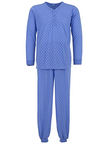 LUCKY Herren Pyjama Set 2 TLG. Schlafanzug Langarm Baumwolle, Farbe:blau, Größe:L