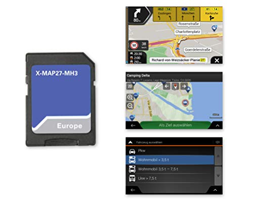 Xzent X-MAP27-MH1: Micro SD-Karte mit Reisemobil Navigation für XZENT Infotainer X-F270, Karten für Europa, Camping P.O.I. Paket, 3 Jahre kostenfreie Kartenupdates