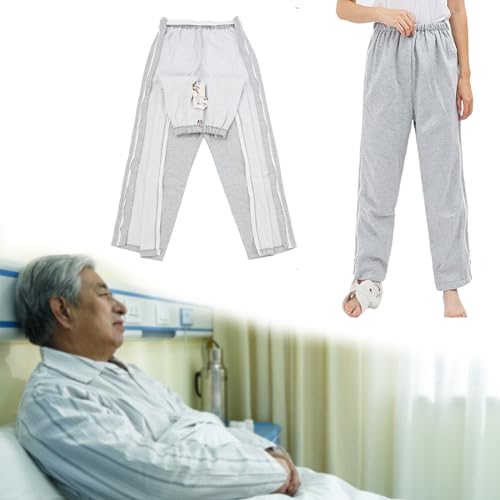 Winter Plus Samt Patienten Pflege Kleidung Patienten Hose Einfach Zu Tragen Und Auszuziehen Vermeiden Sie Verlegenheit,für Bettlägerigen Patienten,Rollstuhl,Ältere (Grey M)