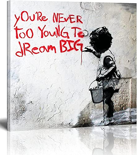 Banksy Bilder Leinwand-Dream Big Color-Straße Graffiti-Kunst-Leinwandbilder sind Druck auf Leinwand-Wand-Kunstdruck-Wohnzimmer-Wand-Dekor 40x40cm/16x16inch