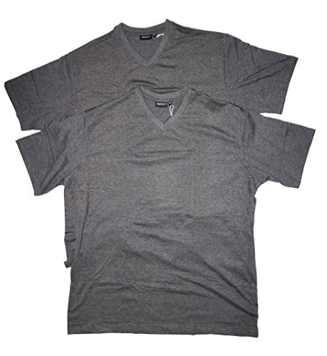 Redfield Basic T-Shirt mit V-Ausschnitt im Doppelpack Anthra. Melange, Größe:8XL