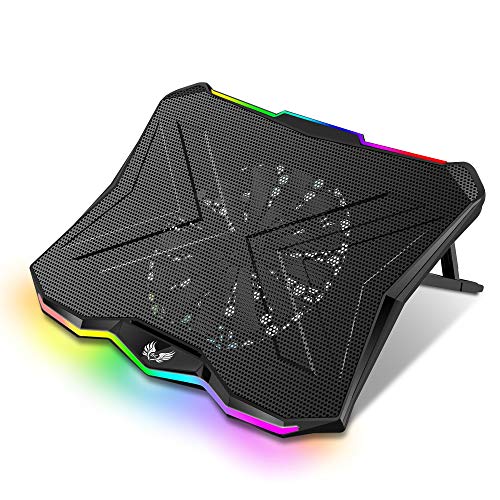 SK Notebook Laptop Rainbow RGB Kühler Gamer Ständer Kühlpad Unterlage Cooler für 9-18 Zoll/Lüfter / 5-7 Stufen Höhenverstellung/dünn & mobil (Rainbow)
