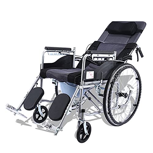 DALIZHAI777 Faltrollstuhl Kohlenstoffstahl Faltende Transportstuhl, Reiserollstuhl mit abnehmbaren Armen & Hubbeinstützen Sport Rollstuhl für 18 '' Sitz, 22 0LB Kapazität Rollstuhl faltbar leicht
