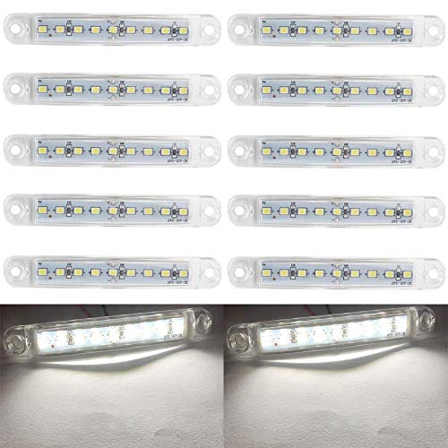 LED Markierungsleuchten, 10pcs LED Truck Side Lights 9 SMD-LED-Seitenmarkierungsanzeige Vorne Hinten Seitenlicht Positionsleuchten 12V für Auto (Weiß)