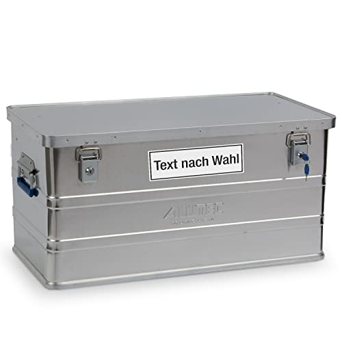 Alutec Aluminumbox Classic 93 Liter inkl. Wunschtext Aufkleber von Betriebsausstattung24® | BxHxT: 77,5 x 37,5 x 38,5 cm | Material: Aluminium | Transportkiste mit zwei Zylinderschlössern