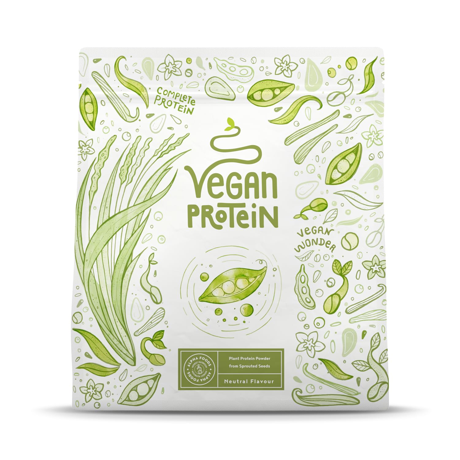 Veganes Proteinpulver - 600g Neutrales Eiweißpulver - 21g Protein (auf 30g) - Premiumqualität Vegan Protein Shake - Whey Ersatz - Aus Soja, Reis, Erbsen, Sonnenblume & Kürbiskernen