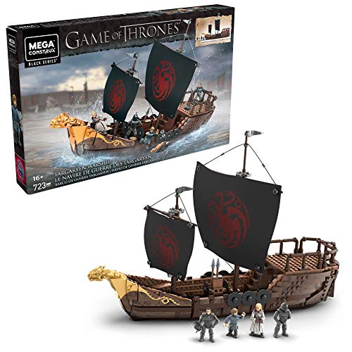 Mega Construx GPB29 - Mega Construx Probuilder Game of Thrones Targaryen Kriegsschiff, Bauset mit 723 Teilen inkl. 4 originalgetreuer Mikro-Actionfiguren, für Kinder und Sammler ab 16 Jahren