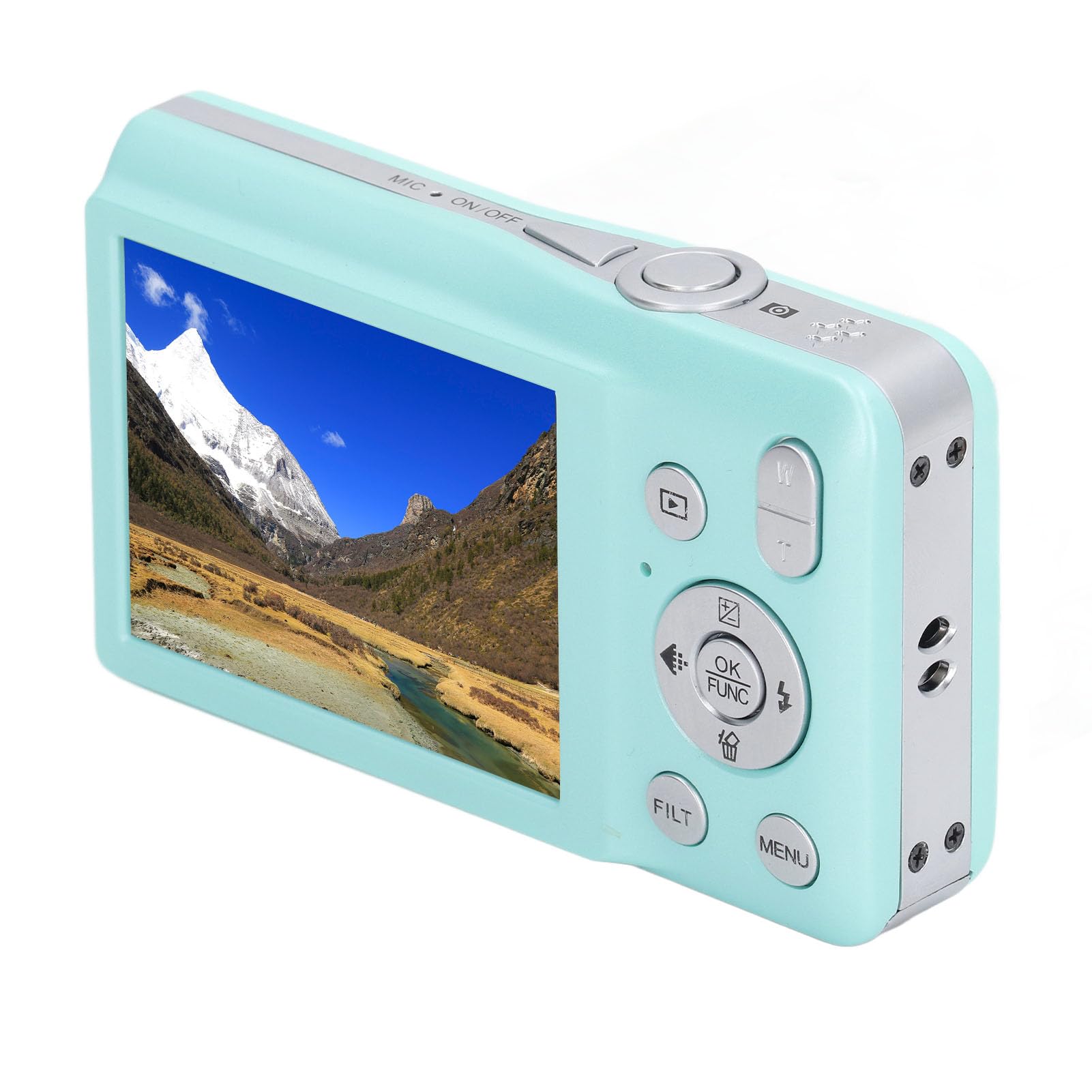 Digitalkamera, 68 MP 16 Fach Zoom Kompaktkamera mit 2,7 Zoll Bildschirm, Unterstützt Selfie, Gesichtserkennung und Lächelnerkennung, für Teenager, Anfänger (Grün)
