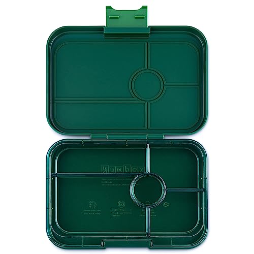 yumbox Tapas Bento-Lunchbox mit 5 Fächern, auslaufsicher, für Teenager, Jugendliche und Erwachsene (Greenwich Green mit transparentem, grünem Tablett)