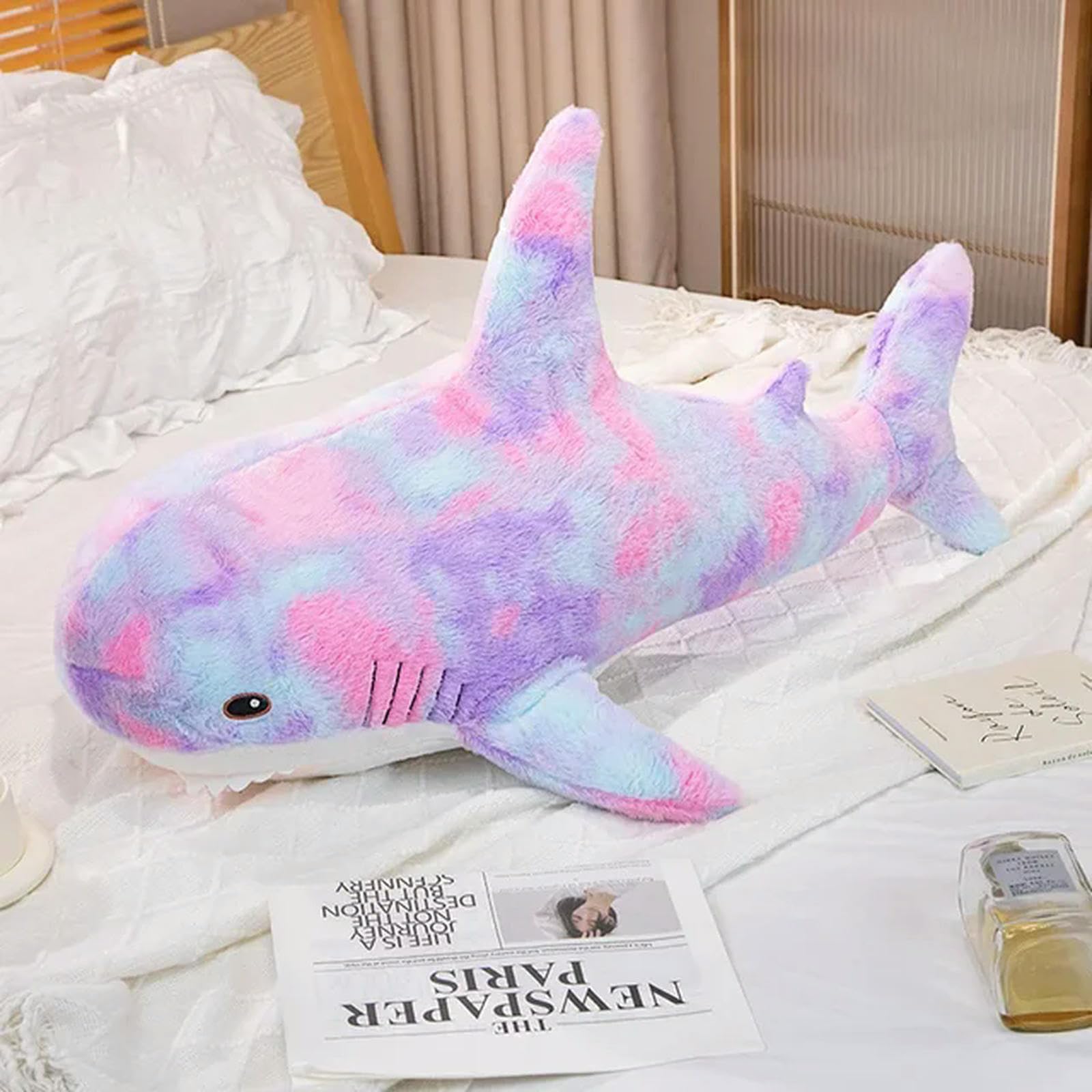 LfrAnk Regenbogen Hai Puppe Plüsch Spielzeug Ozean Riesen Tier Plüsch Matte Geschenk Geburtstag 60cm 1