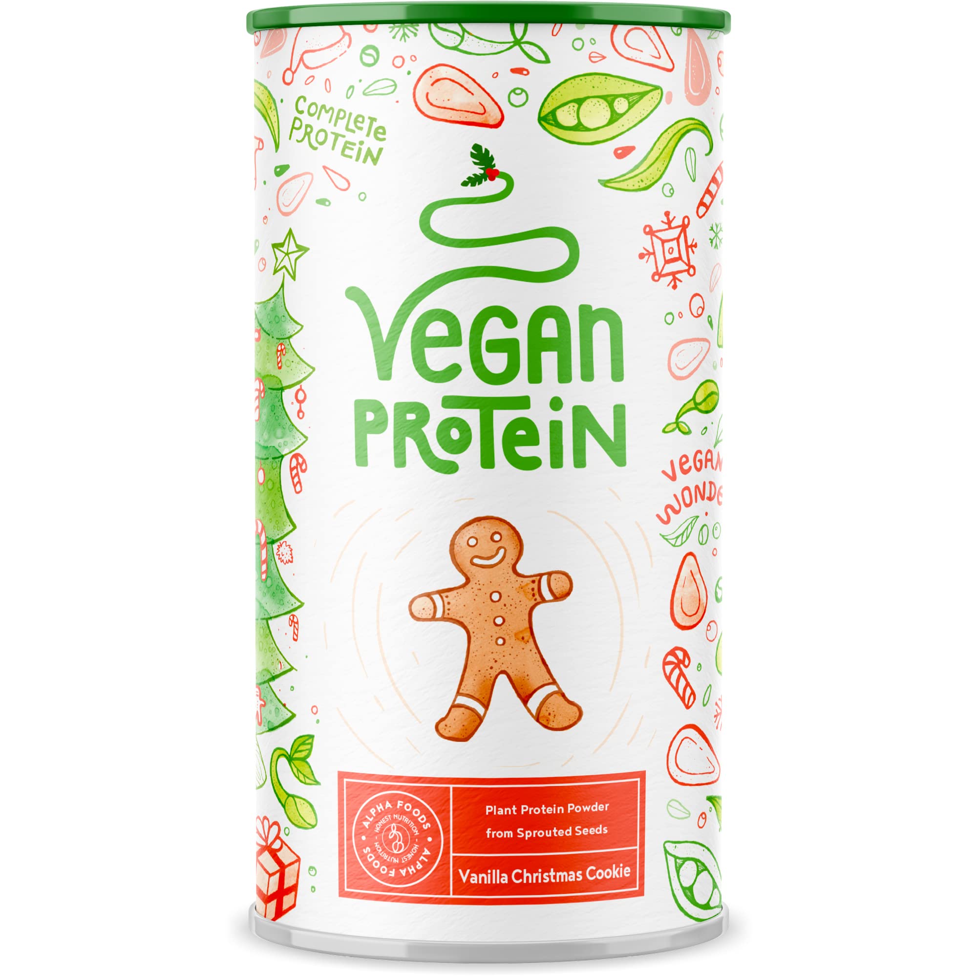 Veganes Proteinpulver - 600g Kipferl Eiweißpulver - 22g Protein (auf 30g) - Premiumqualität Vegan Protein Shake - Whey Ersatz - Aus Soja, Reis, Erbsen, Sonnenblume & Kürbiskernen - Alpha Foods
