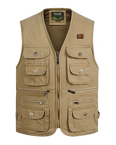 Daoba Herren Funktionsweste Multi-Taschened Weste Freizeit Jacke mit Reißverschluss Jagd und Angler Fotografie Wandern Weste Camping Vest