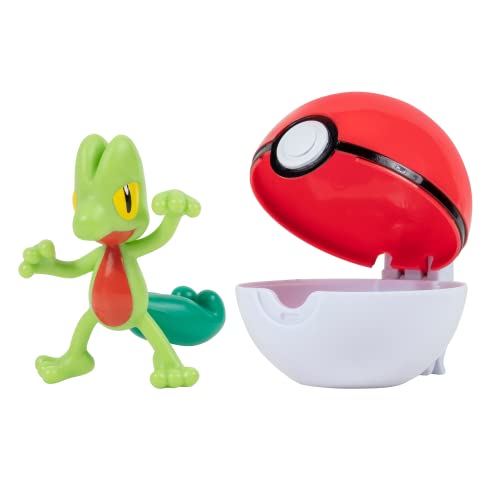 Pokemon Clip and Go Pokeball & Pokemon Figur Treecko Geckarbor – 5 cm Pokémon Figuren - Neue 2023 - Offiziell Lizenziert Pokemon Spielzeug