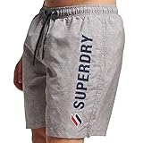 Superdry Mens Code APPLQUE 19INCH W2-Swim Shorts, Silver Grey Grit, Medium