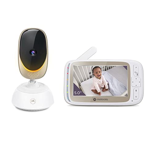 Motorola Baby Comfort 85 Connect Video-Babyphone mit Schwenk- und Zoomfunktion, Wi-Fi, 5.0 Zoll Farbdisplay, Infrarot-Nachtsicht, 2-Wege-Audio und Temperatursensor - Weiß