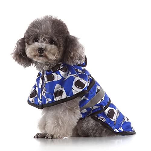 SUSOSU Hunde-Regenmantel Kleiner Großer Hund Großer Hund Haustier-Druck Regenmantel Reflektierende Hundekleidung Regenmantel Poncho,Blue 3,4XL