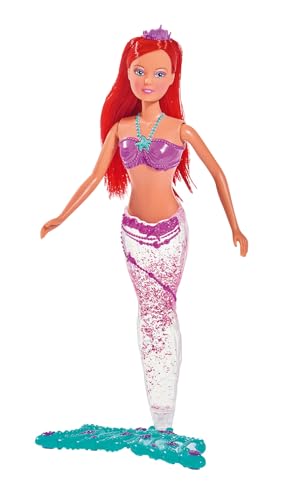 Simba 105733049 - Steffi Love Light & Glitter Mermaid, Steffi als Meerjungfrau, mit magischem Glitzer, bunt leuchtende Schwanzflosse, Ankleidepuppe, 34cm, für Kinder ab 3 Jahren