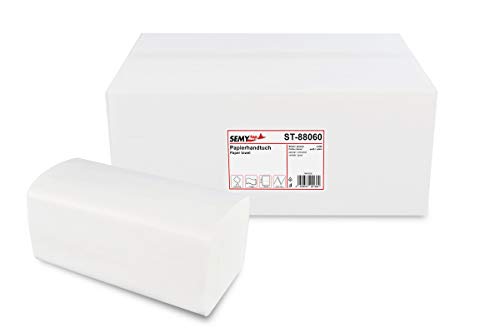 Semy Papierhandtuch, 2-lagig, ZZ/V Falz, 25x21 cm, weiß, 1er Pack (1 x 4000 Stück)