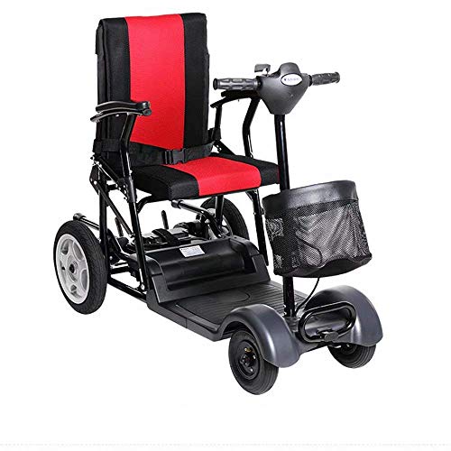 Rollstuhl Leichtes Zusammenklappen Elektrisch, Kippschutz Rückenlehne verstellbar, 23 km, 24 V Blei-Säure-Batterie mit Aufbewahrungsbeutel Roller