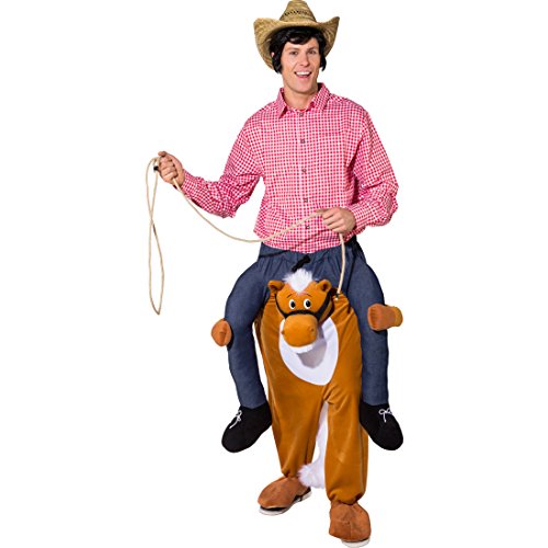 Amakando Aufsitz-Kostüm Pony | Größe 1,60-1,75m | Huckepack Kostüm Pferd | Trag Mich Kostüm Erwachsene | Reitkostüm Ross | Pferdekostüm Huckepack | Kostüm Pferd