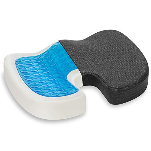 Vitabo Ergonomisch geformtes Sitzkissen | Steißbein-Kissen aus Memory-Schaum mit Gel-Polster (Schwarz)