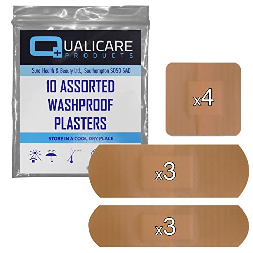50 PACK OF 10 ASSORTED QUALICARE PREMIUM ULTRA THIN FABRIC FIRST AID KIT WOUN...