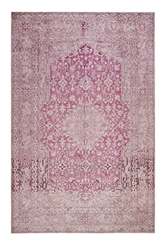 wecon home I Kurzflor Vintage Teppich I Silhouette I Past Future WH-12268-01 I (130 x 190 cm, rosa beige)
