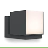 LUTEC LED Außenwandleuchte CUBA, moderne Außenlampe aus Aluminium in Anthrazit und weißem Polycarbonat, Wandleuchte 350° drehbar, mit Lichteffekten an der Wand, moderne Außenlampe