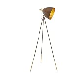 EGLO Dreibein Stehlampe Chester 1, 1 flammige Vintage Stehleuchte, Standleuchte aus Stahl, Farbe: Rostfarben, gold, Fassung: E27, inkl. Zugschalter