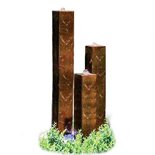 KÖHKO® Wasserspiel aus Cortenstahl mit LED-Beleuchtung „Brasilien“ 31001 Höhe 65-95-125 cm Gartenbrunnen