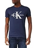 Calvin Klein Jeans Herren T-Shirt Kurzarm Core Monologo Slim Fit , Blau (Night Sky), M